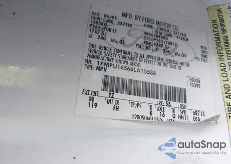 2006 Ford Expedition Xlt/Xlt Sport z USA, uszkodzony, nr VIN 1FMPU16566LA15536